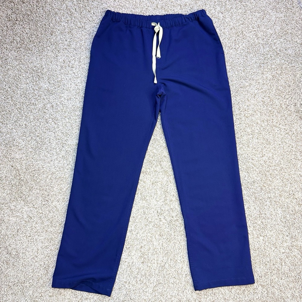 FIGS Technical Collection Mens L Blue Slim Fit Scrub Pants Drawstring Stretch